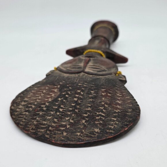 Vintage African Wood Sculpture Carved Statue Ashanti Ghana Fertility Doll 13" - Picture 9 of 10